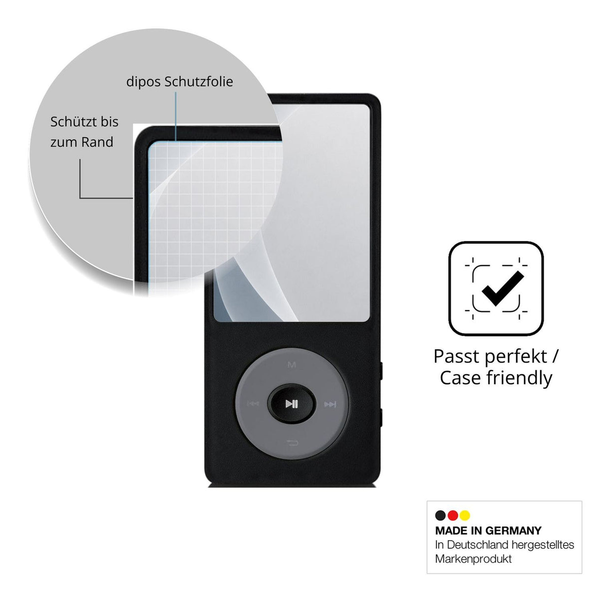 Schutzglasfolie mit optimaler Passform, zur Verwendung mit Hüllen geeignet