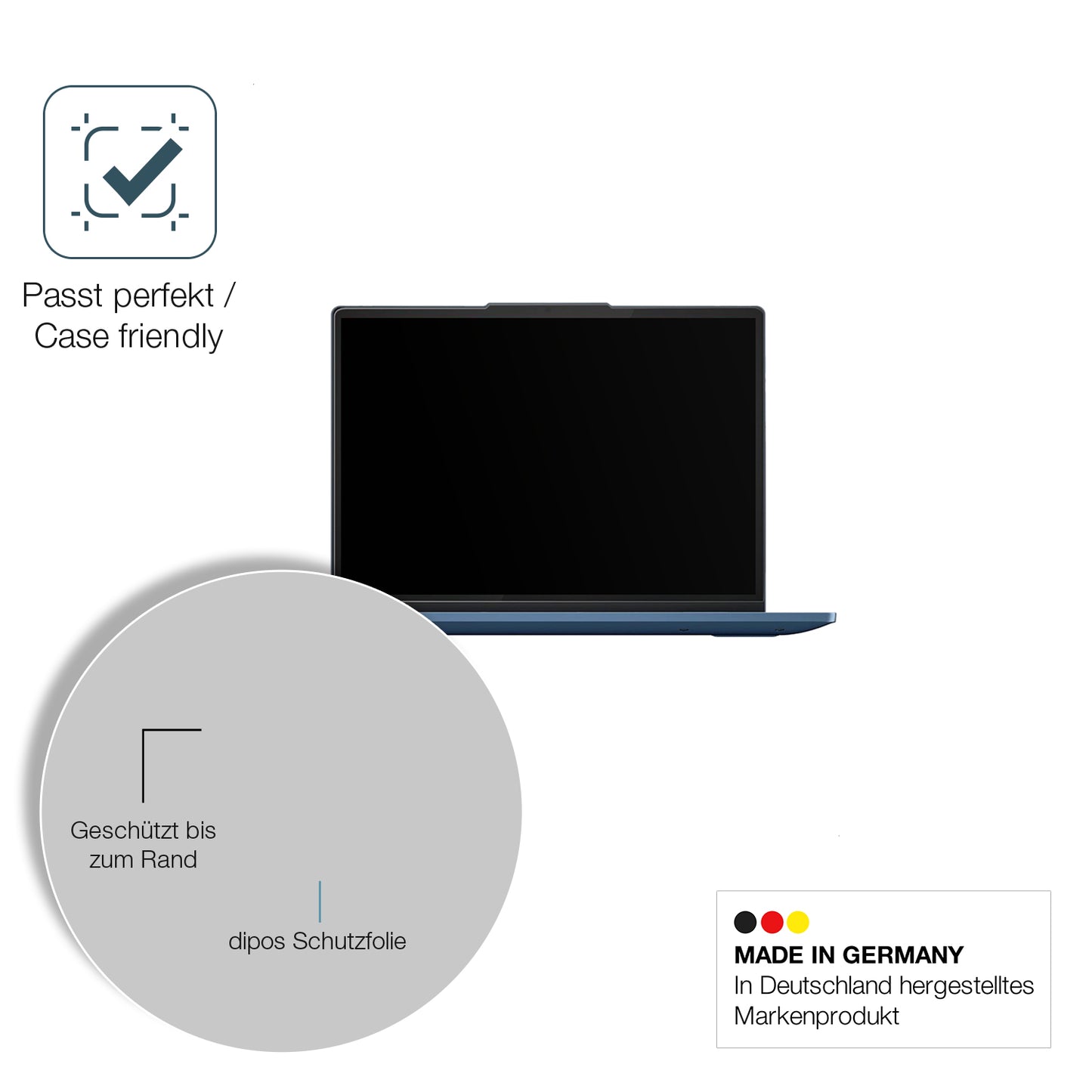 Schutzglasfolie mit optimaler Passform, zur Verwendung mit Hüllen geeignet