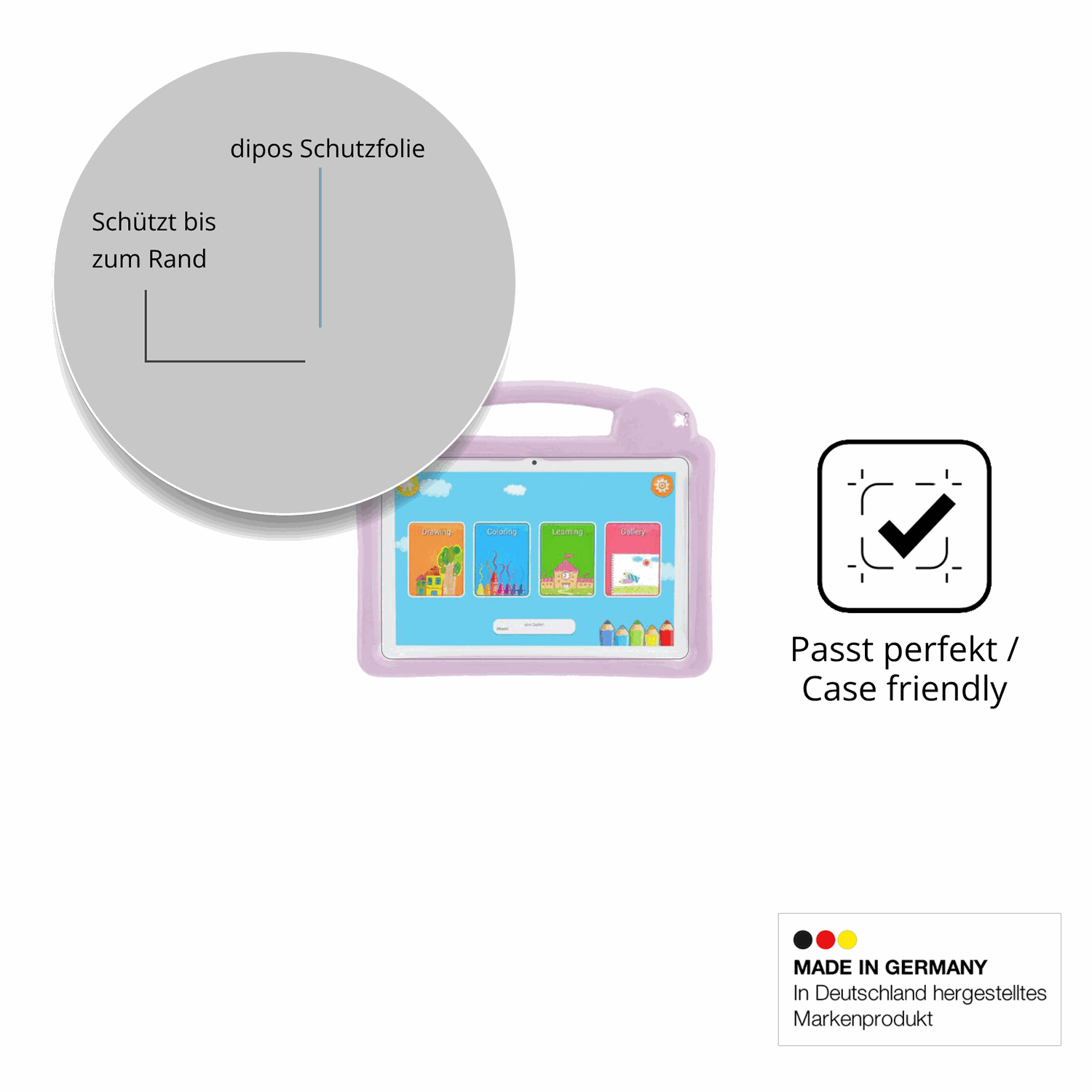 Schutzglasfolie mit optimaler Passform, zur Verwendung mit Hüllen geeignet