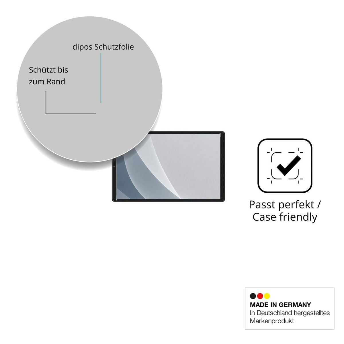 Schutzglasfolie mit optimaler Passform, zur Verwendung mit Hüllen geeignet