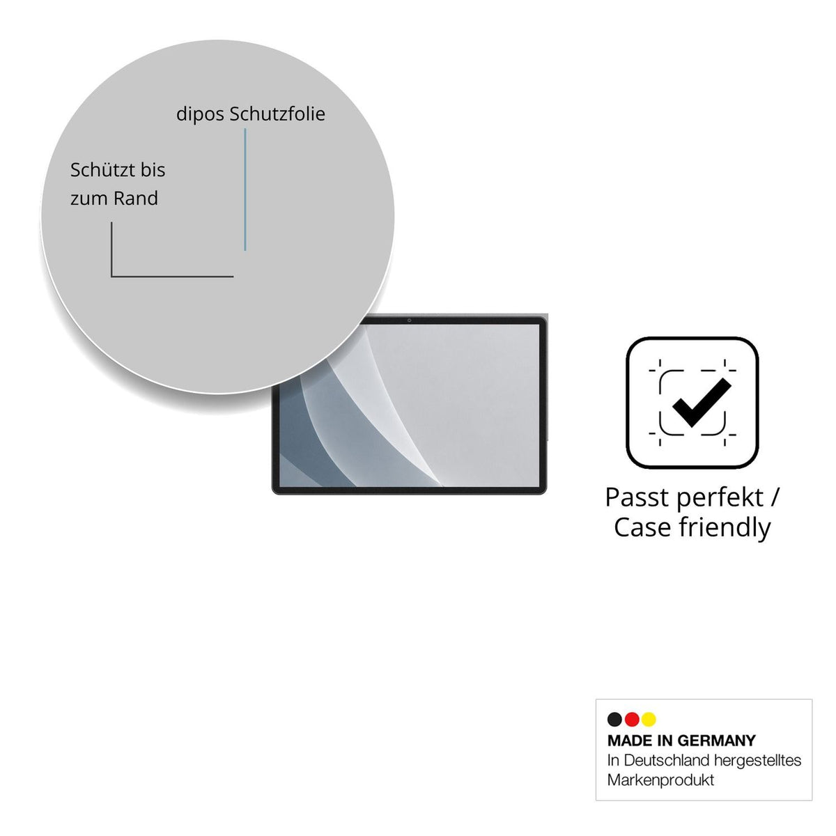 Schutzglasfolie mit optimaler Passform, zur Verwendung mit Hüllen geeignet