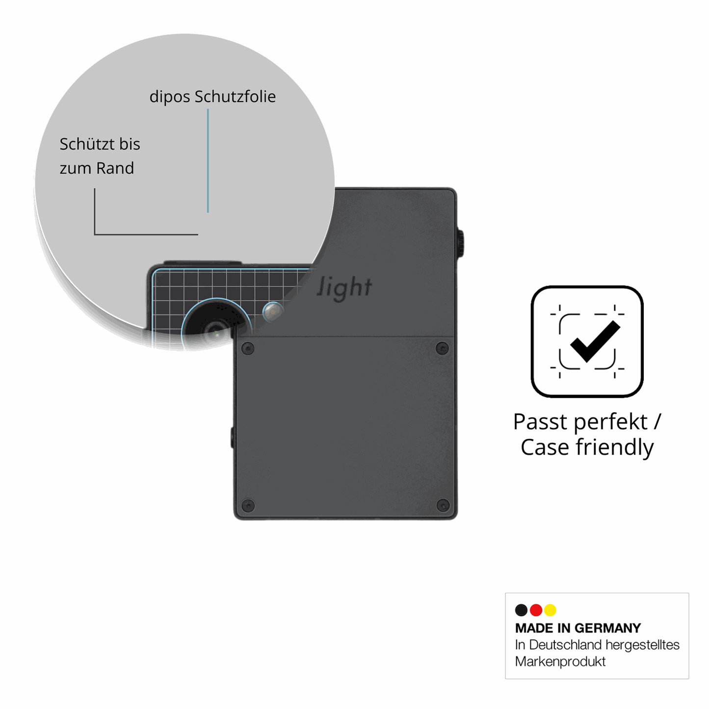 Schutzglasfolie mit optimaler Passform, zur Verwendung mit Hüllen geeignet