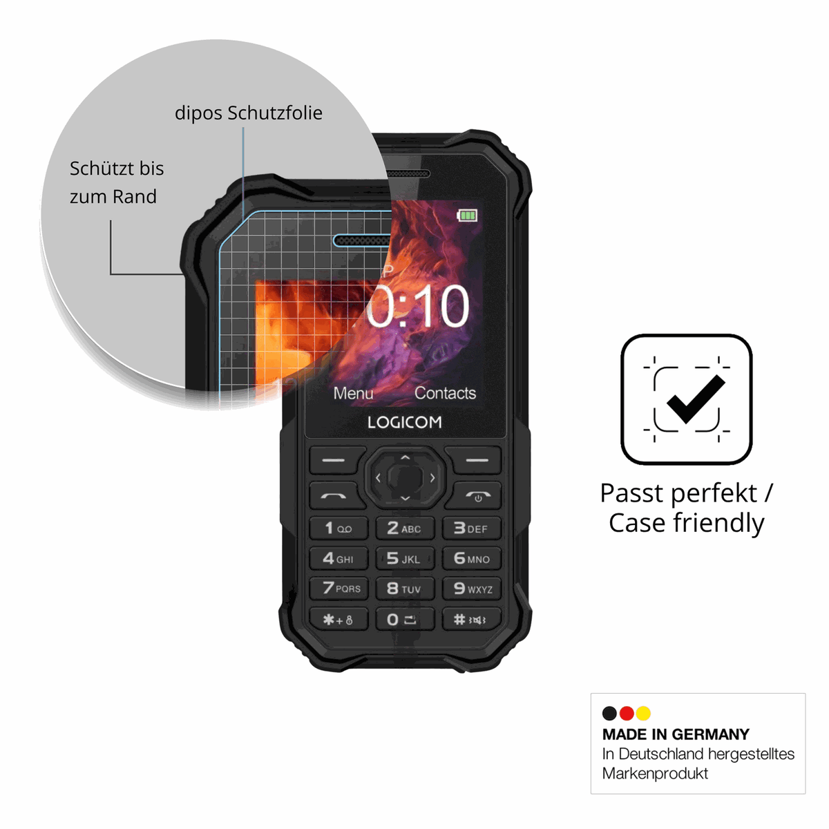Schutzglasfolie mit optimaler Passform, zur Verwendung mit Hüllen geeignet
