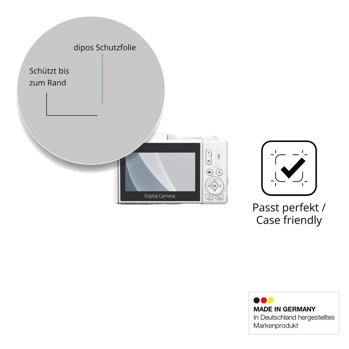 Schutzglasfolie mit optimaler Passform, zur Verwendung mit Hüllen geeignet
