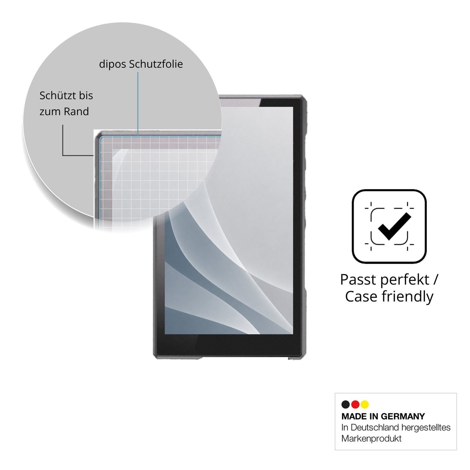 Schutzglasfolie mit optimaler Passform, zur Verwendung mit Hüllen geeignet