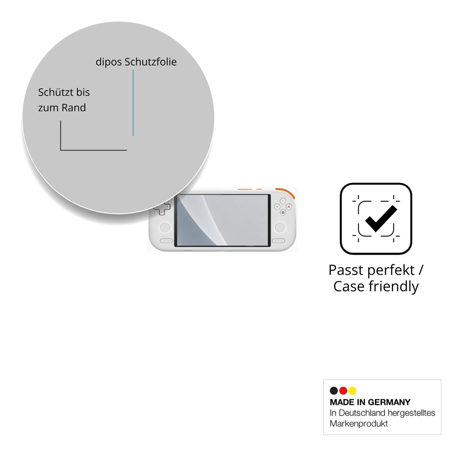 Schutzglasfolie mit optimaler Passform, zur Verwendung mit Hüllen geeignet