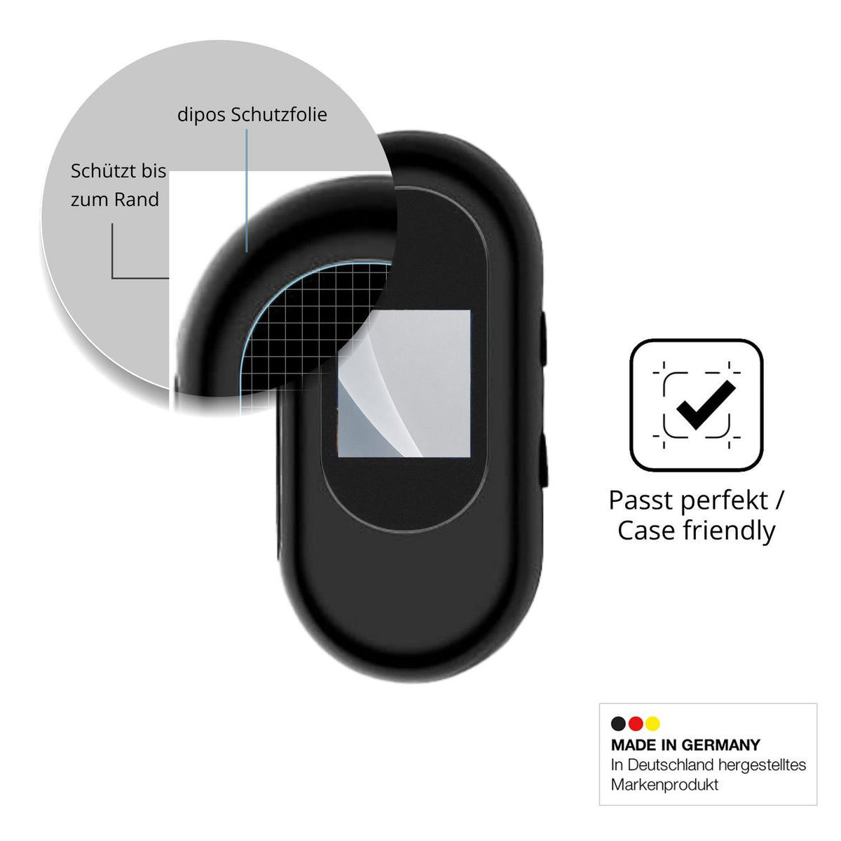Schutzglasfolie mit optimaler Passform, zur Verwendung mit Hüllen geeignet