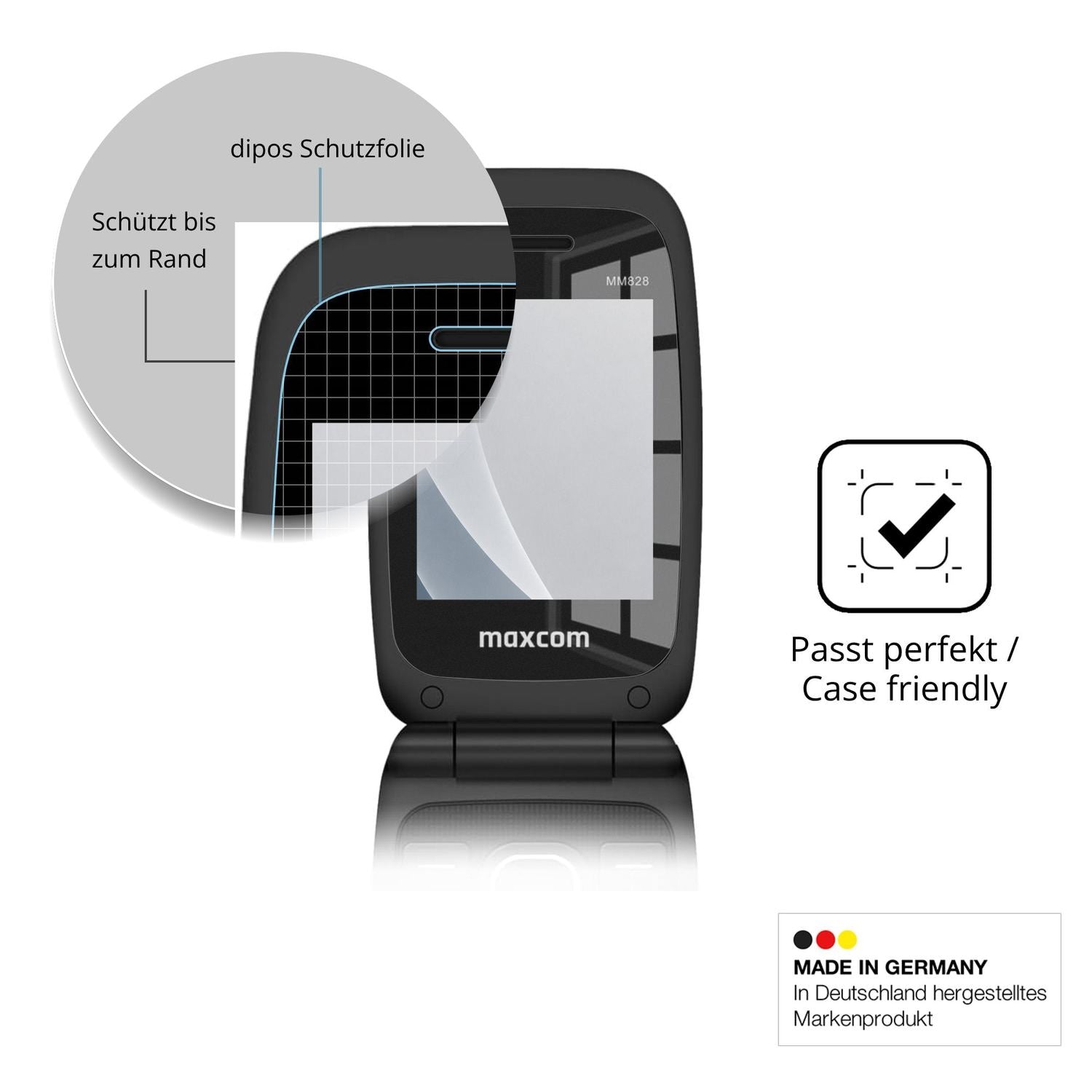 Schutzglasfolie mit optimaler Passform, zur Verwendung mit Hüllen geeignet