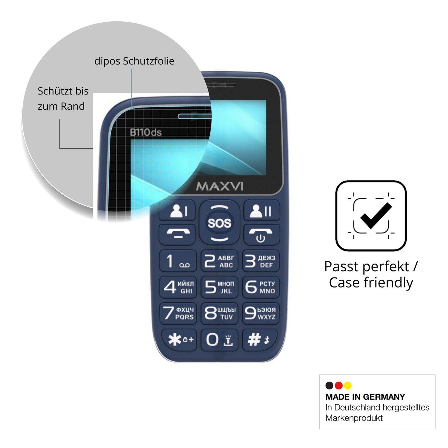 Schutzglasfolie mit optimaler Passform, zur Verwendung mit Hüllen geeignet