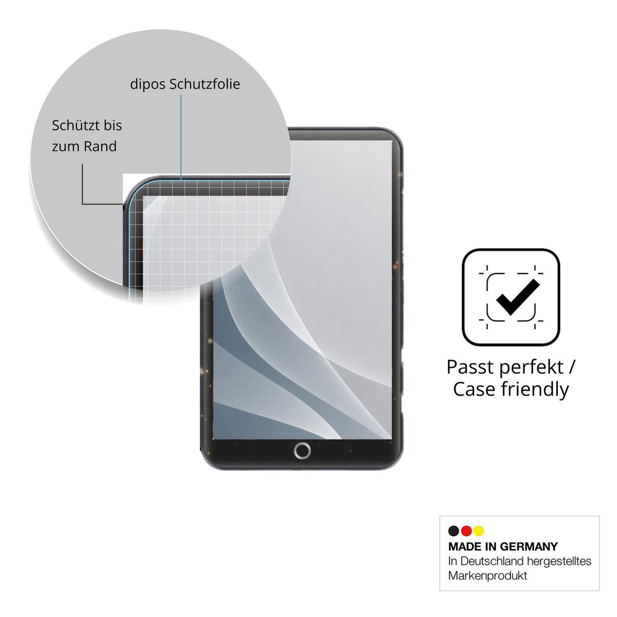 Schutzglasfolie mit optimaler Passform, zur Verwendung mit Hüllen geeignet