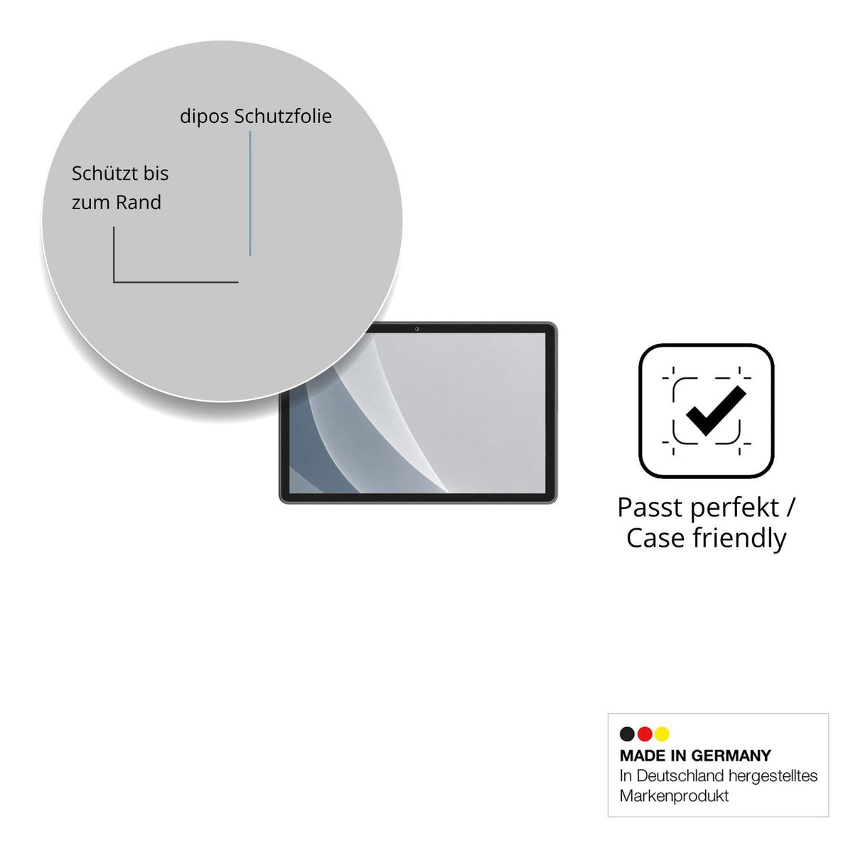 Schutzglasfolie mit optimaler Passform, zur Verwendung mit Hüllen geeignet