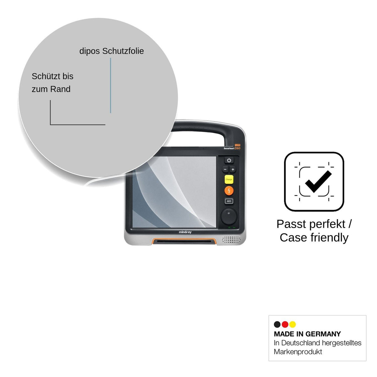 2x Screen Protector for Mindray Beneheart D60 matte Flexible Glass 9H dipos