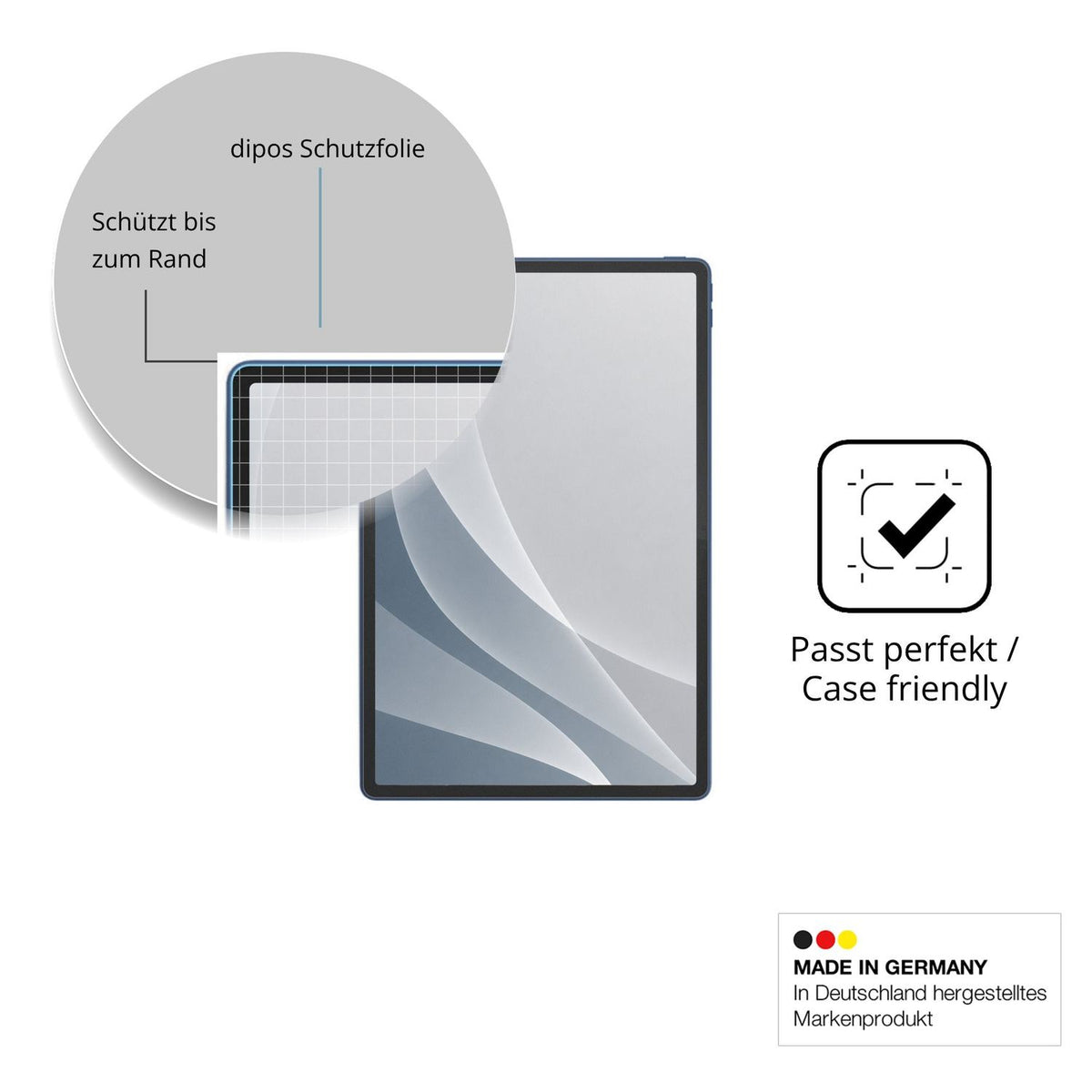 Schutzglasfolie mit optimaler Passform, zur Verwendung mit Hüllen geeignet