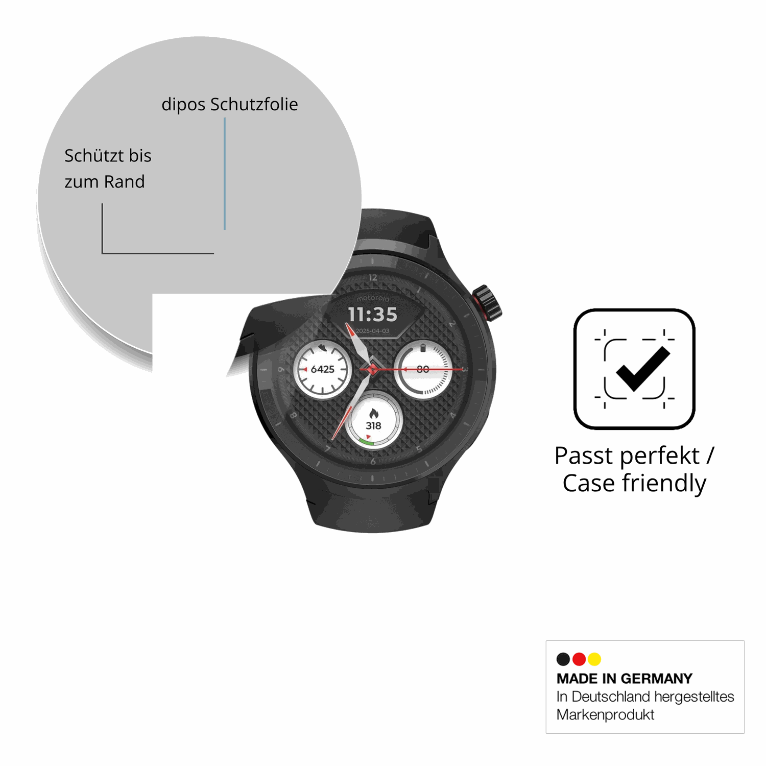 Schutzglasfolie mit optimaler Passform, zur Verwendung mit Hüllen geeignet