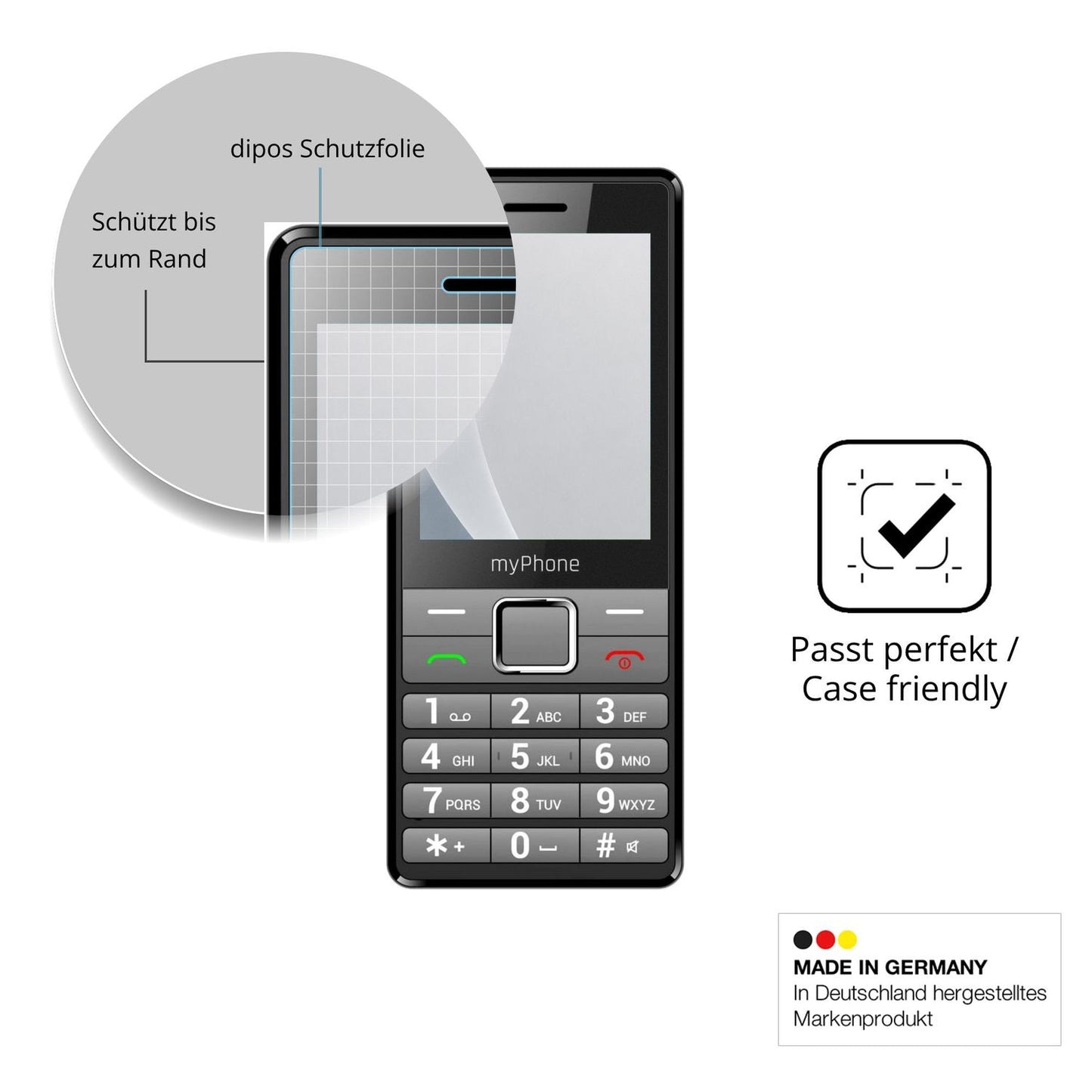 Schutzglasfolie mit optimaler Passform, zur Verwendung mit Hüllen geeignet