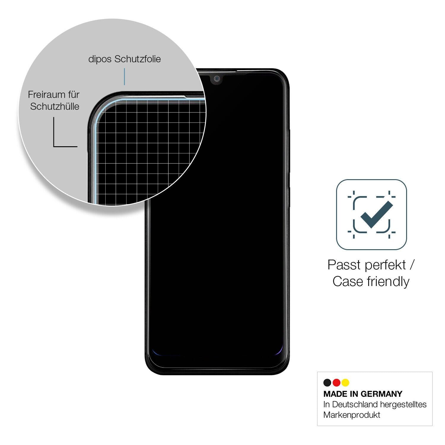 Schutzglasfolie mit optimaler Passform, zur Verwendung mit Hüllen geeignet