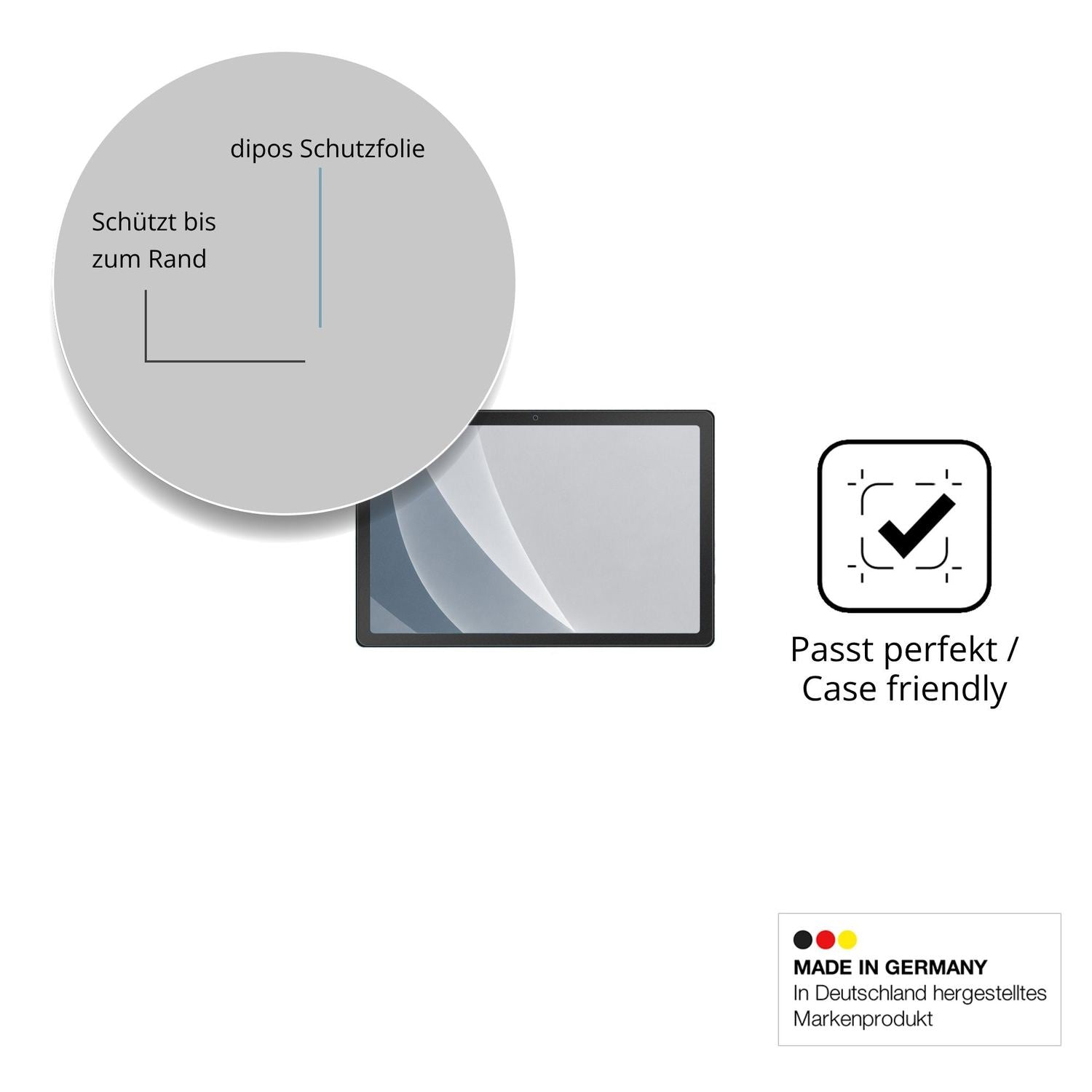 Schutzglasfolie mit optimaler Passform, zur Verwendung mit Hüllen geeignet