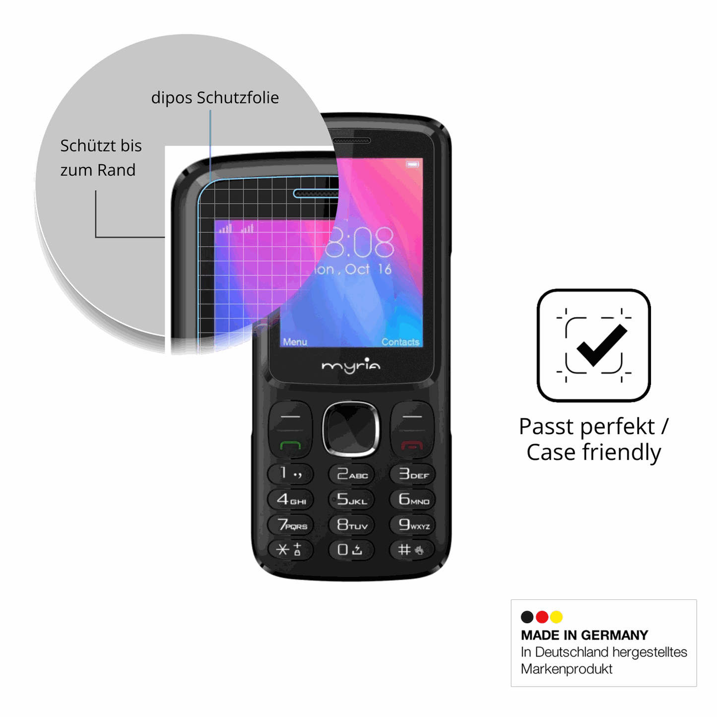 Schutzglasfolie mit optimaler Passform, zur Verwendung mit Hüllen geeignet