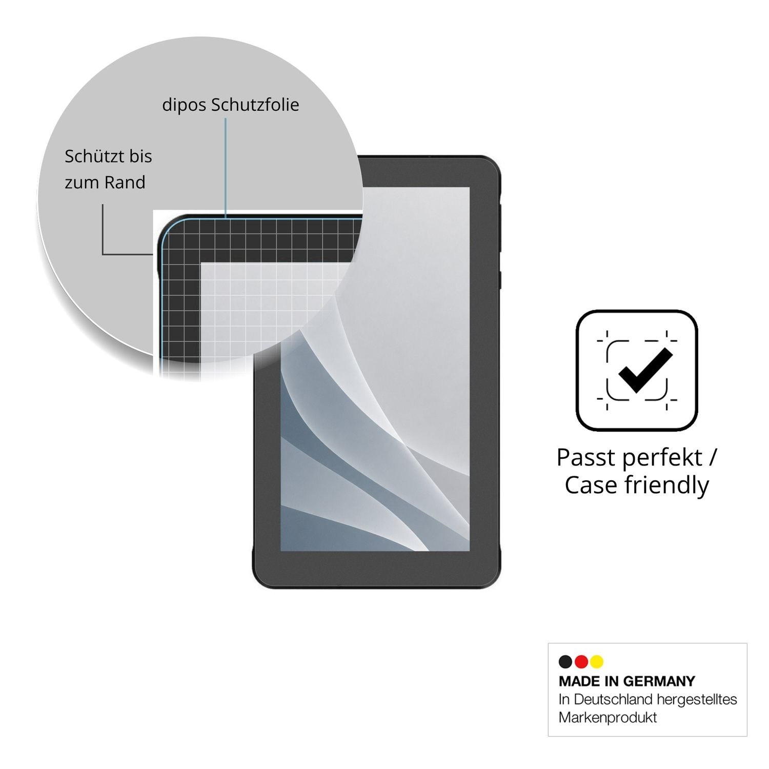 Schutzglasfolie mit optimaler Passform, zur Verwendung mit Hüllen geeignet