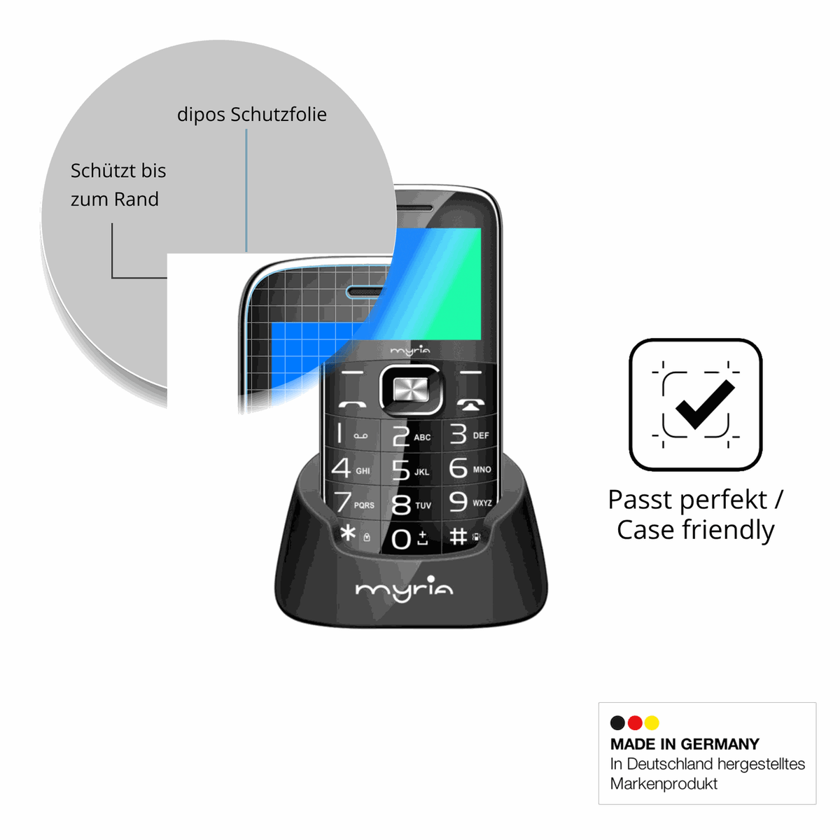 Schutzglasfolie mit optimaler Passform, zur Verwendung mit Hüllen geeignet