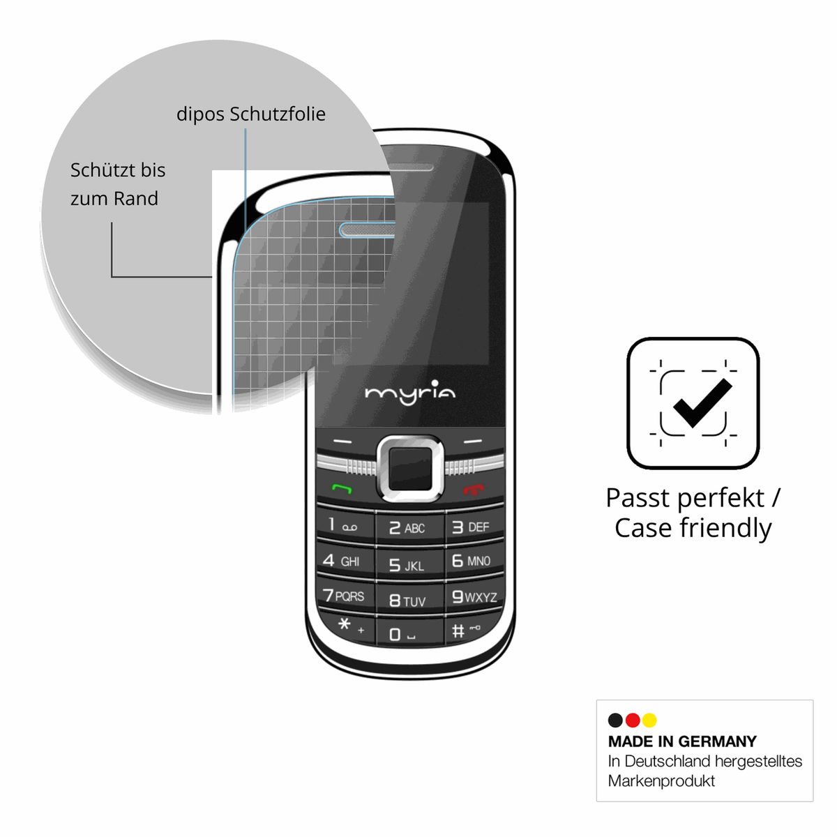 Schutzglasfolie mit optimaler Passform, zur Verwendung mit Hüllen geeignet
