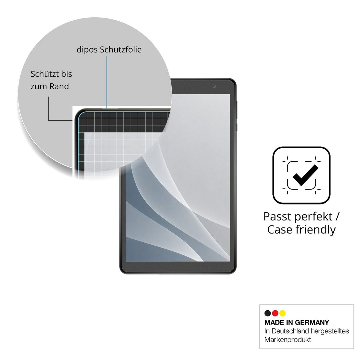 Schutzglasfolie mit optimaler Passform, zur Verwendung mit Hüllen geeignet