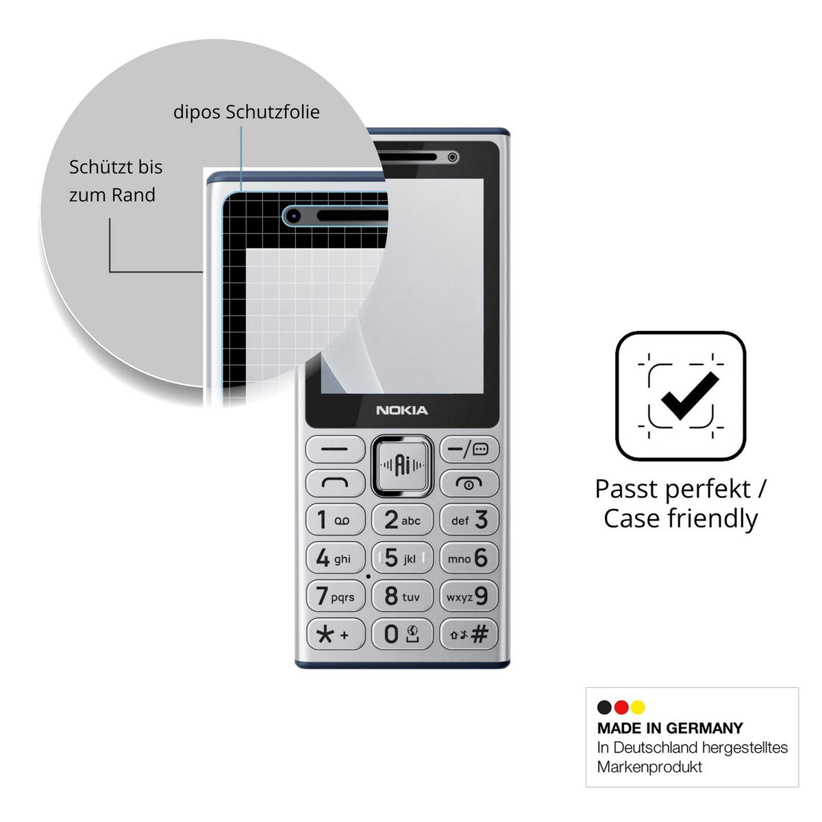 Schutzglasfolie mit optimaler Passform, zur Verwendung mit Hüllen geeignet