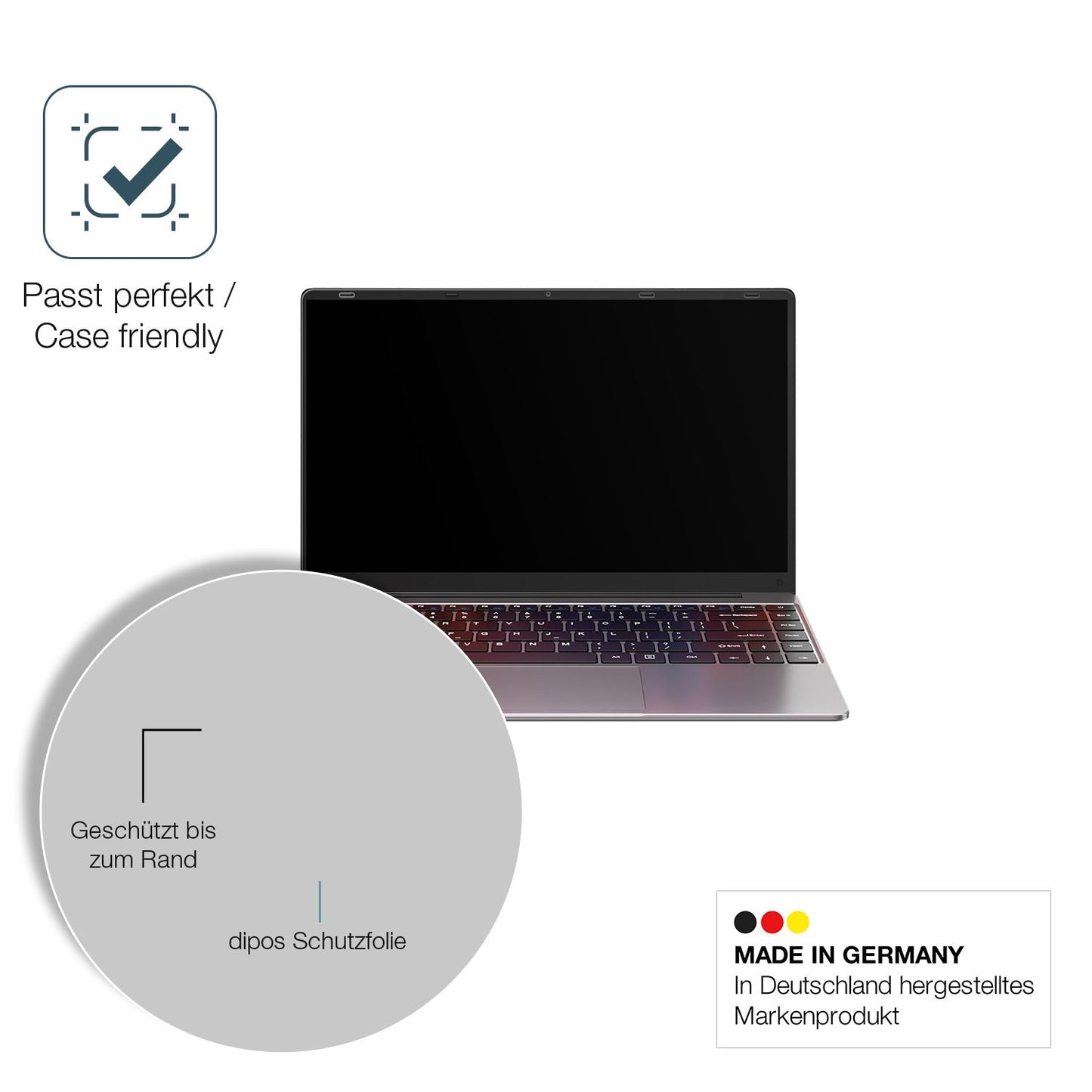 Schutzglasfolie mit optimaler Passform, zur Verwendung mit Hüllen geeignet