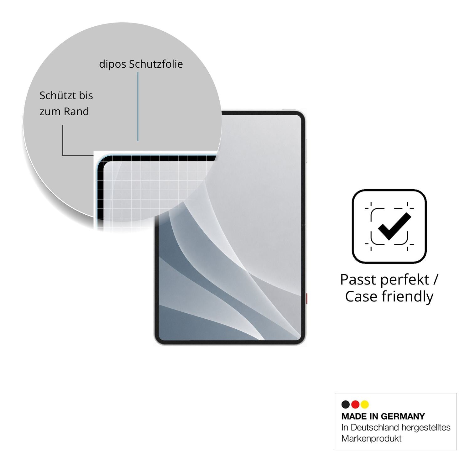 Schutzglasfolie mit optimaler Passform, zur Verwendung mit Hüllen geeignet