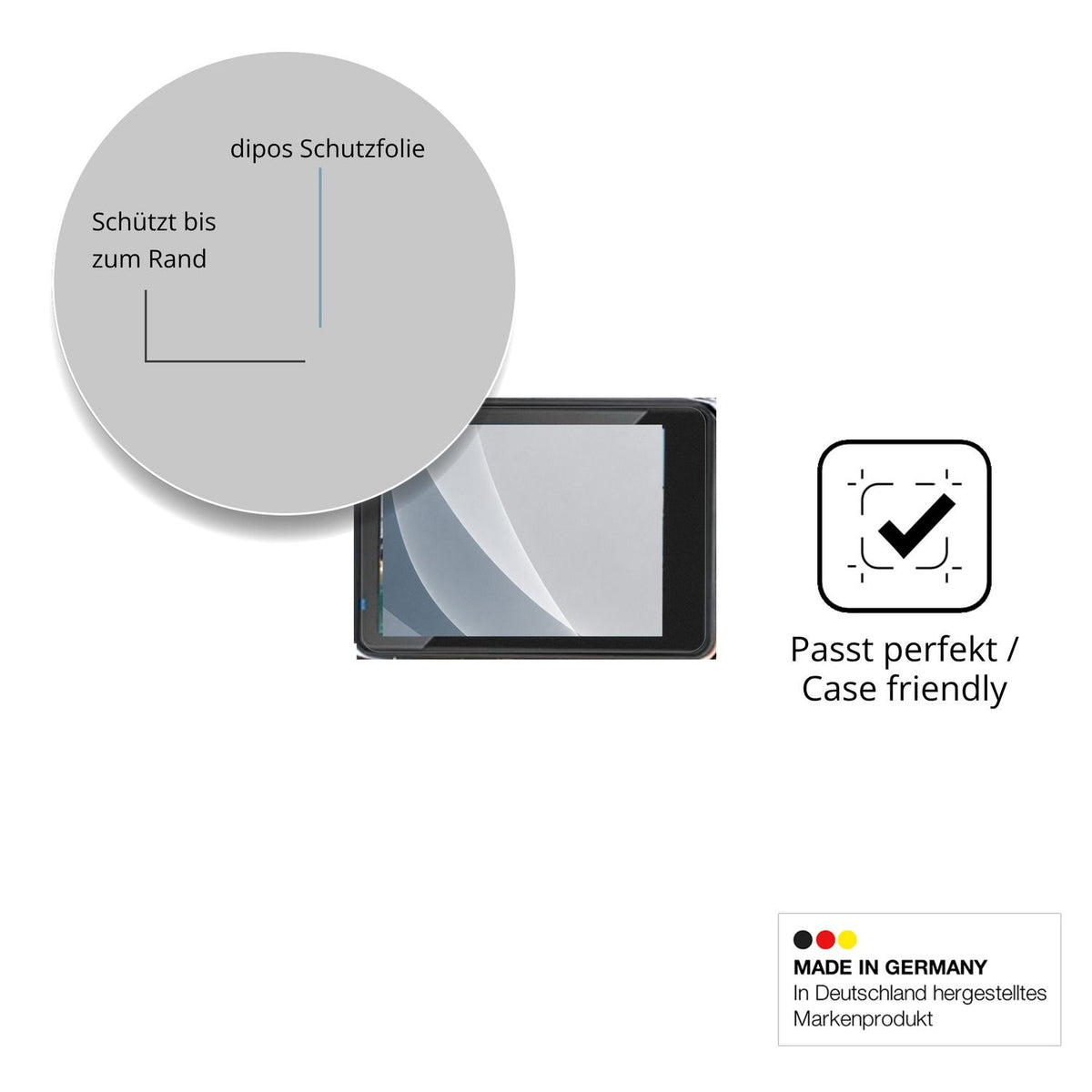 Schutzglasfolie mit optimaler Passform, zur Verwendung mit Hüllen geeignet