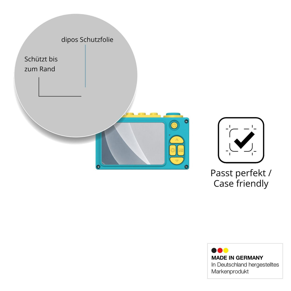 Schutzglasfolie mit optimaler Passform, zur Verwendung mit Hüllen geeignet