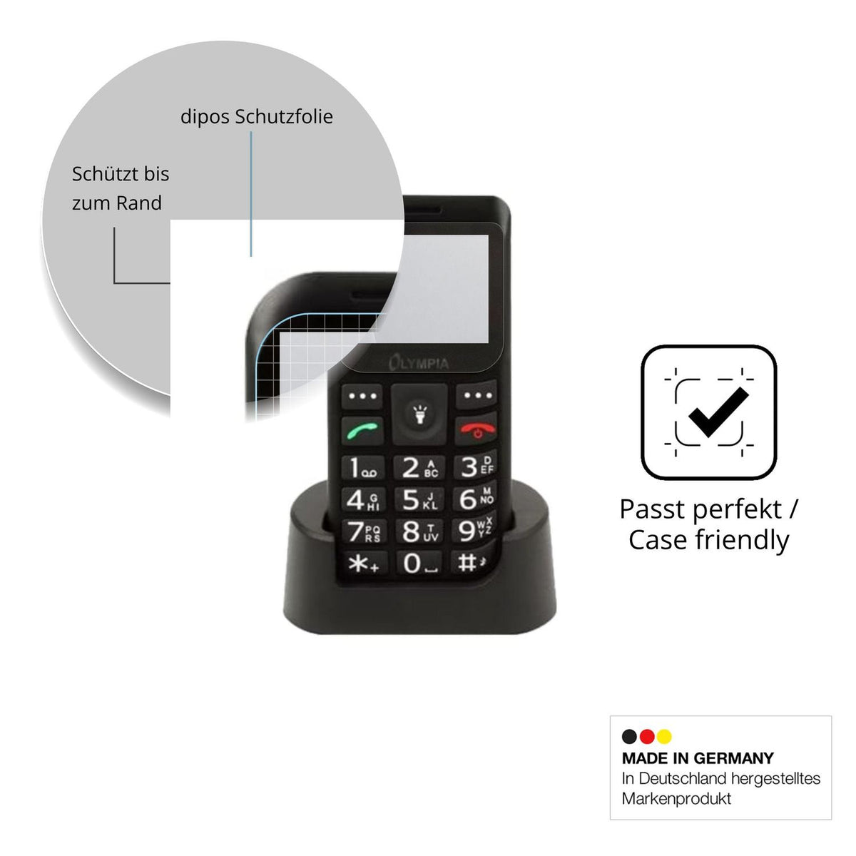 Schutzglasfolie mit optimaler Passform, zur Verwendung mit Hüllen geeignet