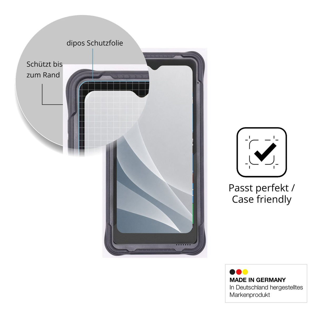 Schutzglasfolie mit optimaler Passform, zur Verwendung mit Hüllen geeignet
