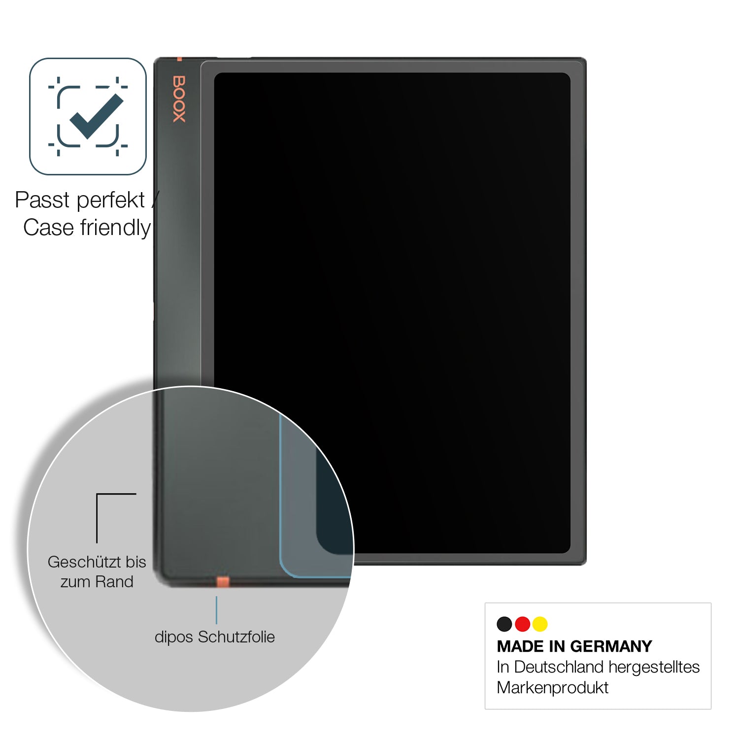 Schutzglasfolie mit optimaler Passform, zur Verwendung mit Hüllen geeignet
