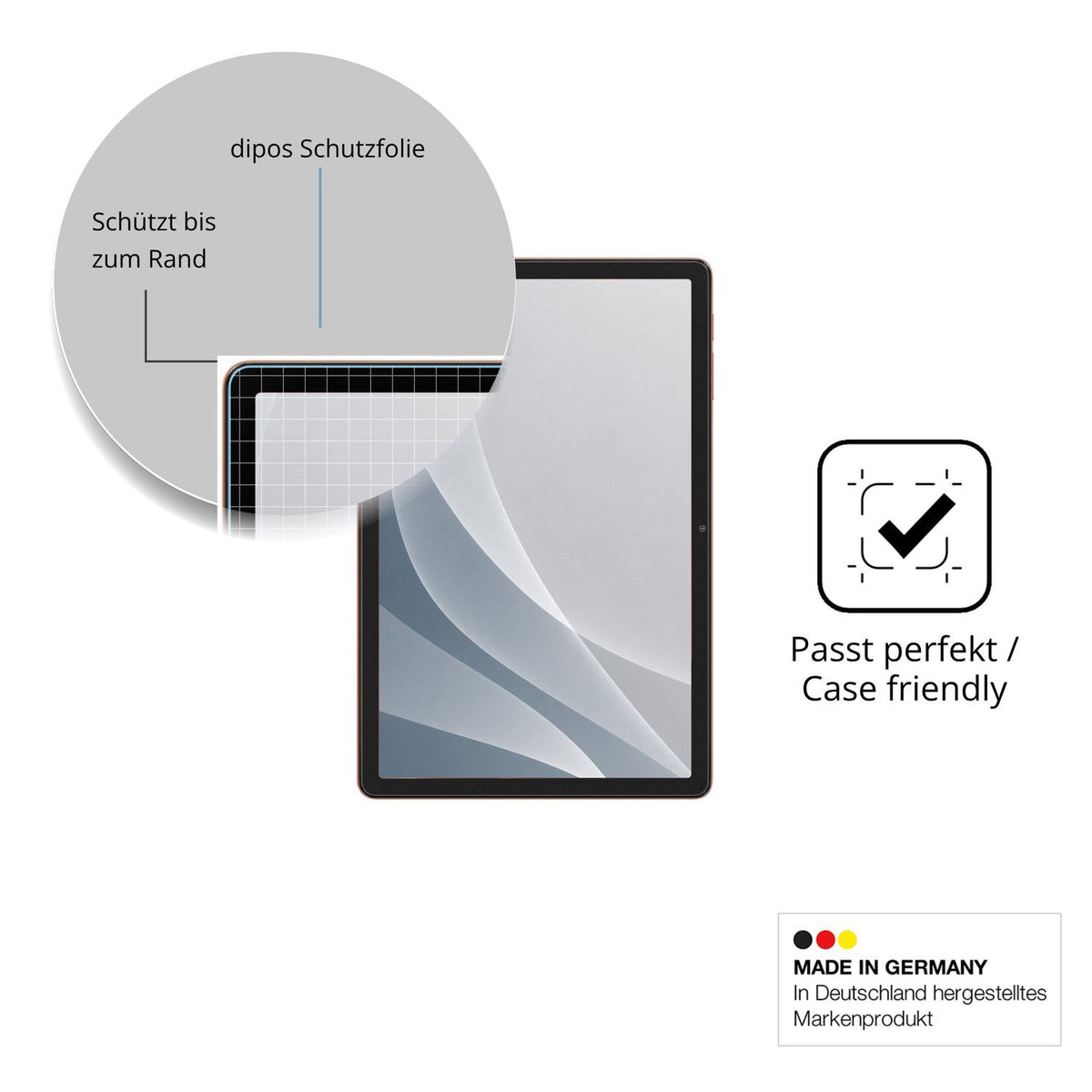 Schutzglasfolie mit optimaler Passform, zur Verwendung mit Hüllen geeignet