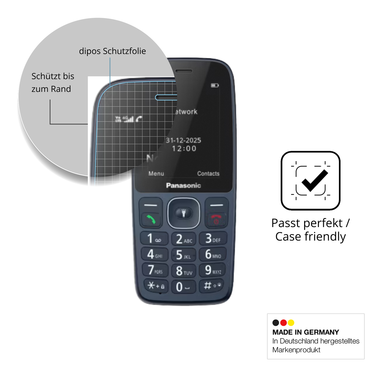 Schutzglasfolie mit optimaler Passform, zur Verwendung mit Hüllen geeignet