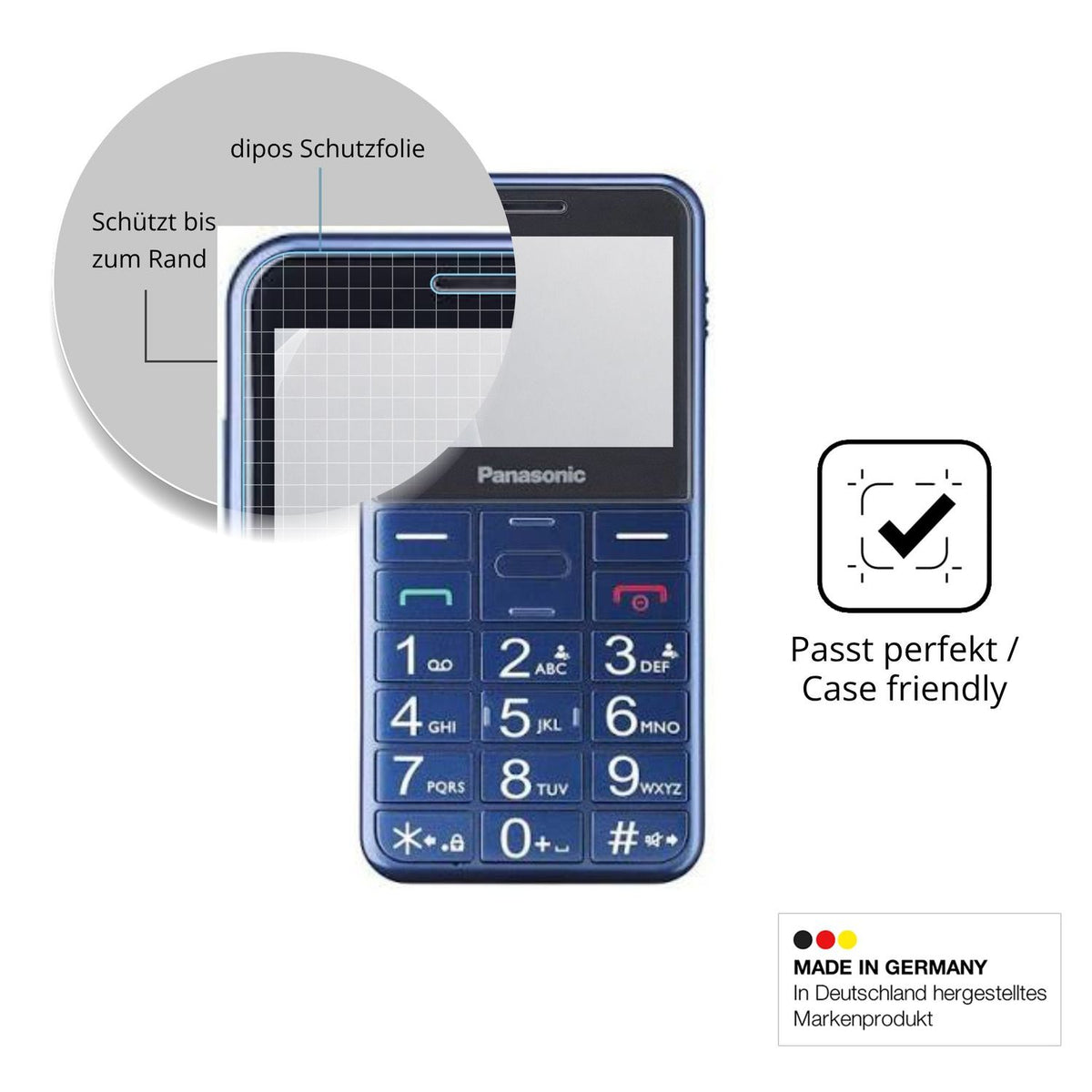 Schutzglasfolie mit optimaler Passform, zur Verwendung mit Hüllen geeignet