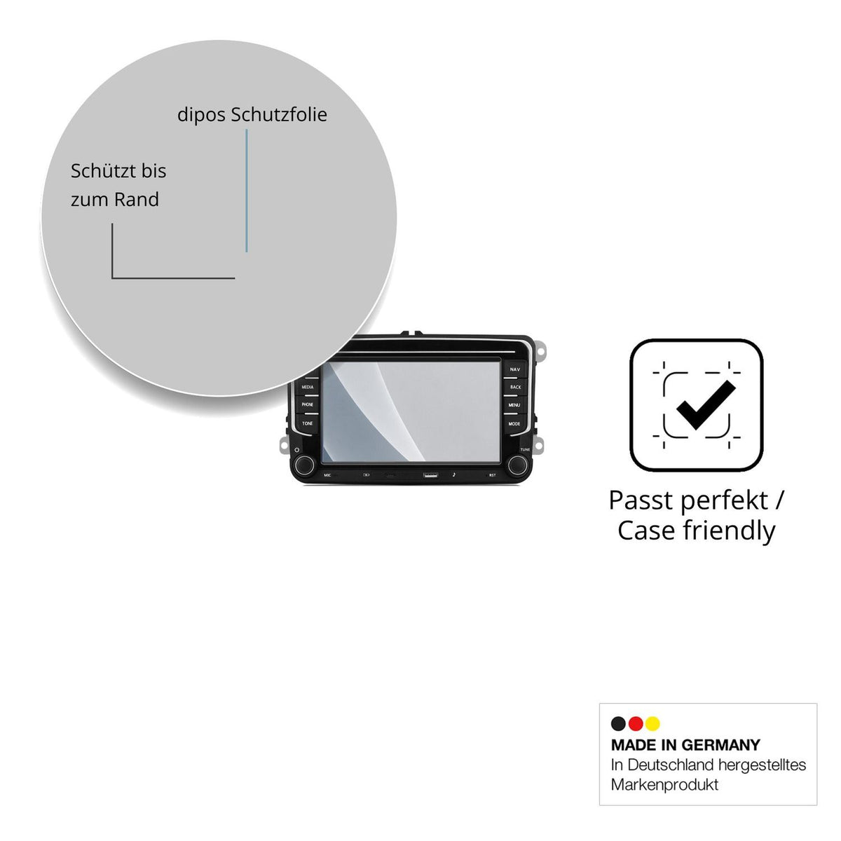 Schutzglasfolie mit optimaler Passform, zur Verwendung mit Hüllen geeignet