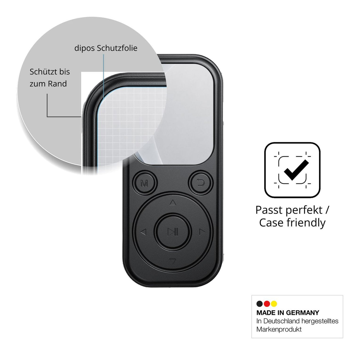 Schutzglasfolie mit optimaler Passform, zur Verwendung mit Hüllen geeignet