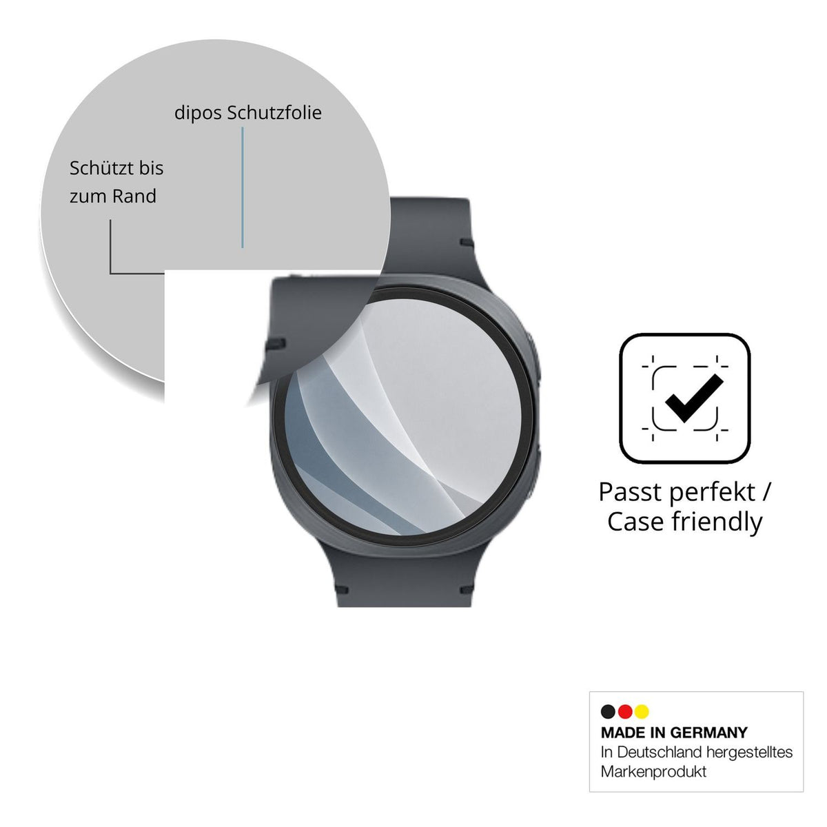 Schutzglasfolie mit optimaler Passform, zur Verwendung mit Hüllen geeignet