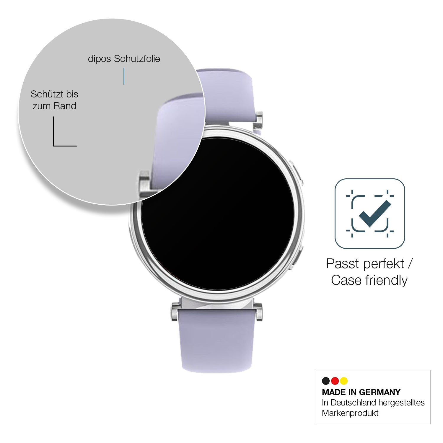 Schutzglasfolie mit optimaler Passform, zur Verwendung mit Hüllen geeignet
