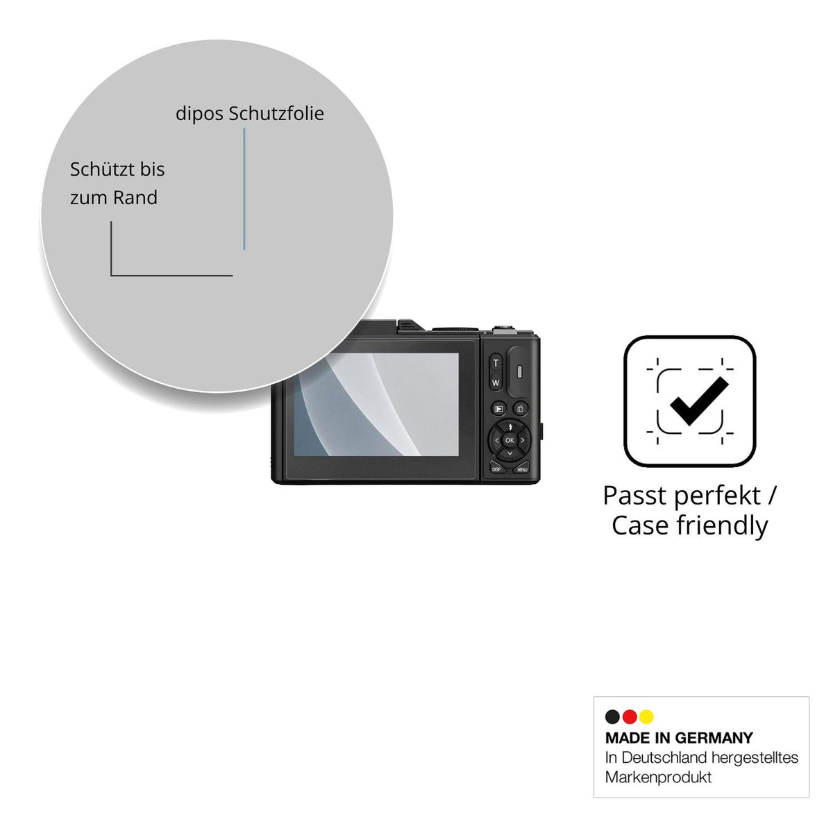 Schutzglasfolie mit optimaler Passform, zur Verwendung mit Hüllen geeignet
