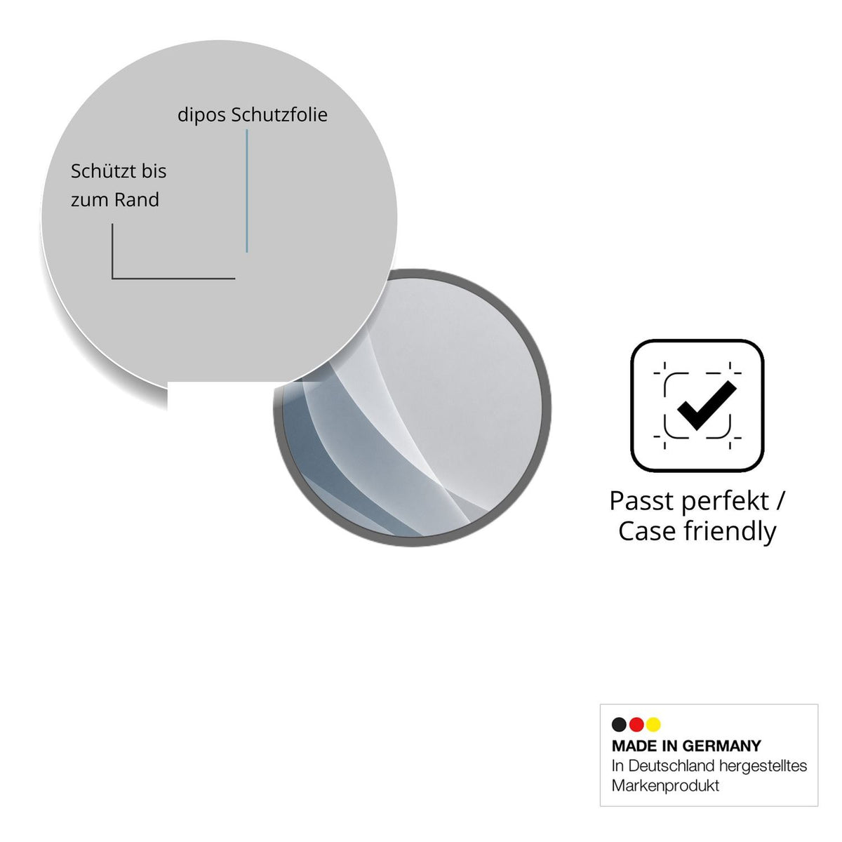 Schutzglasfolie mit optimaler Passform, zur Verwendung mit Hüllen geeignet