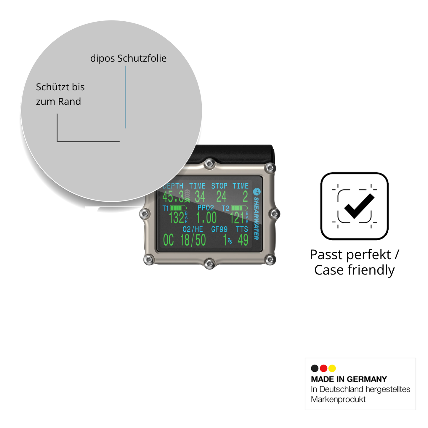 Schutzglasfolie mit optimaler Passform, zur Verwendung mit Hüllen geeignet