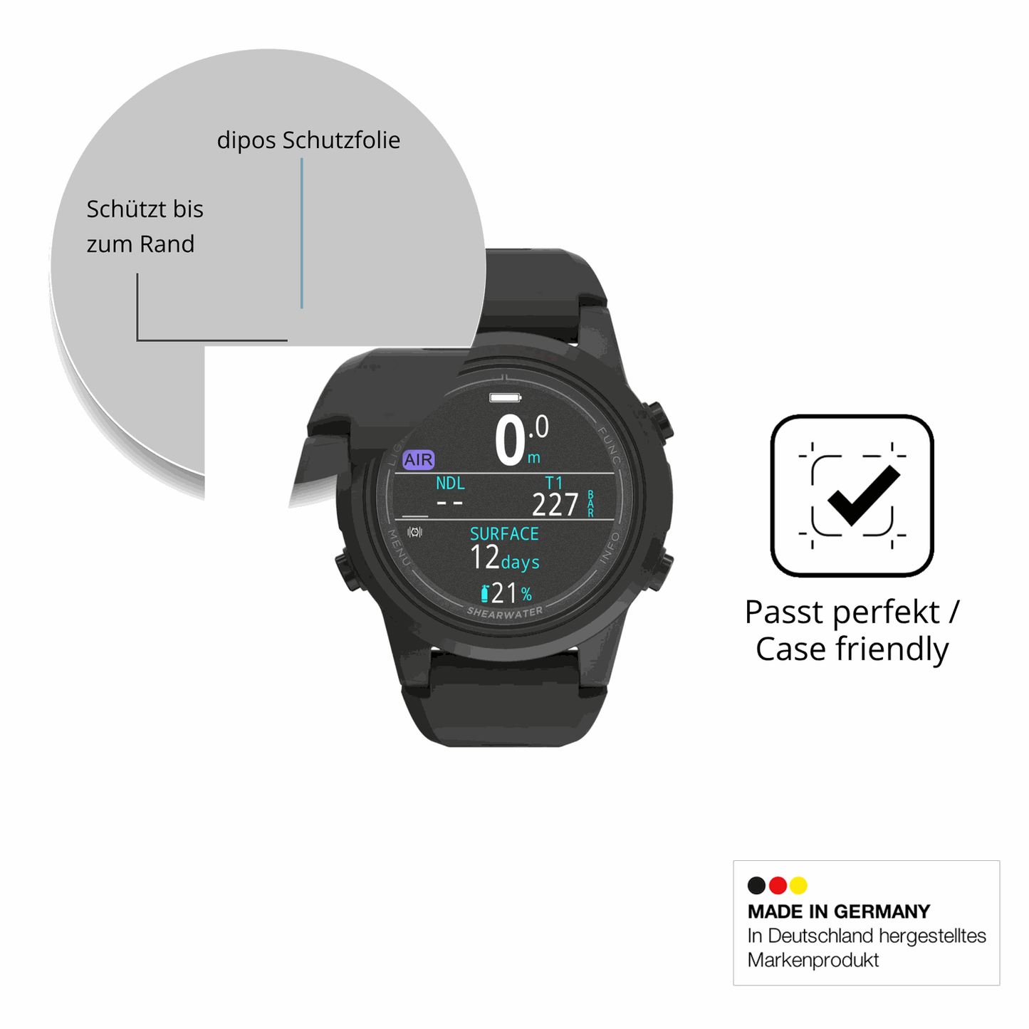 Schutzglasfolie mit optimaler Passform, zur Verwendung mit Hüllen geeignet