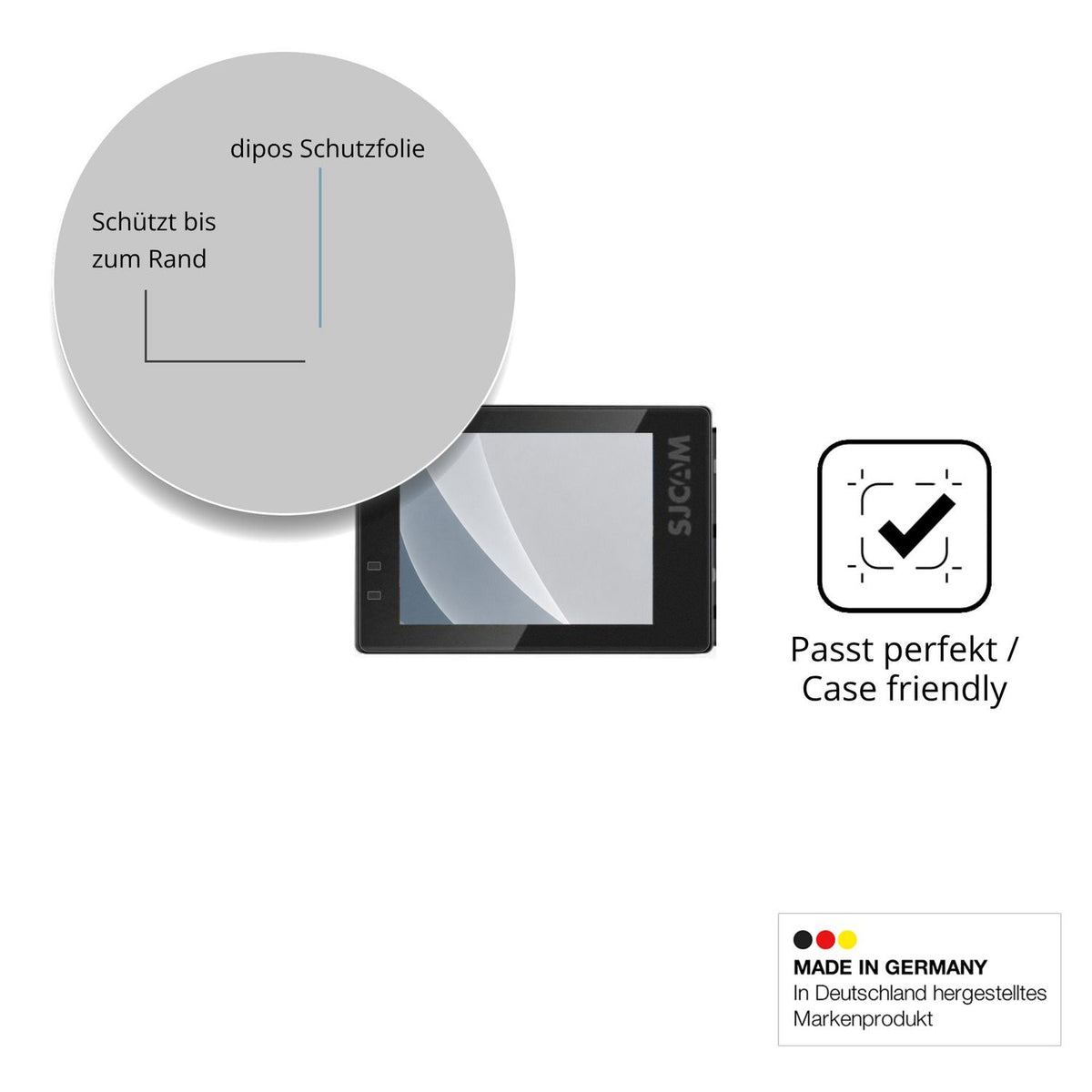 Schutzglasfolie mit optimaler Passform, zur Verwendung mit Hüllen geeignet