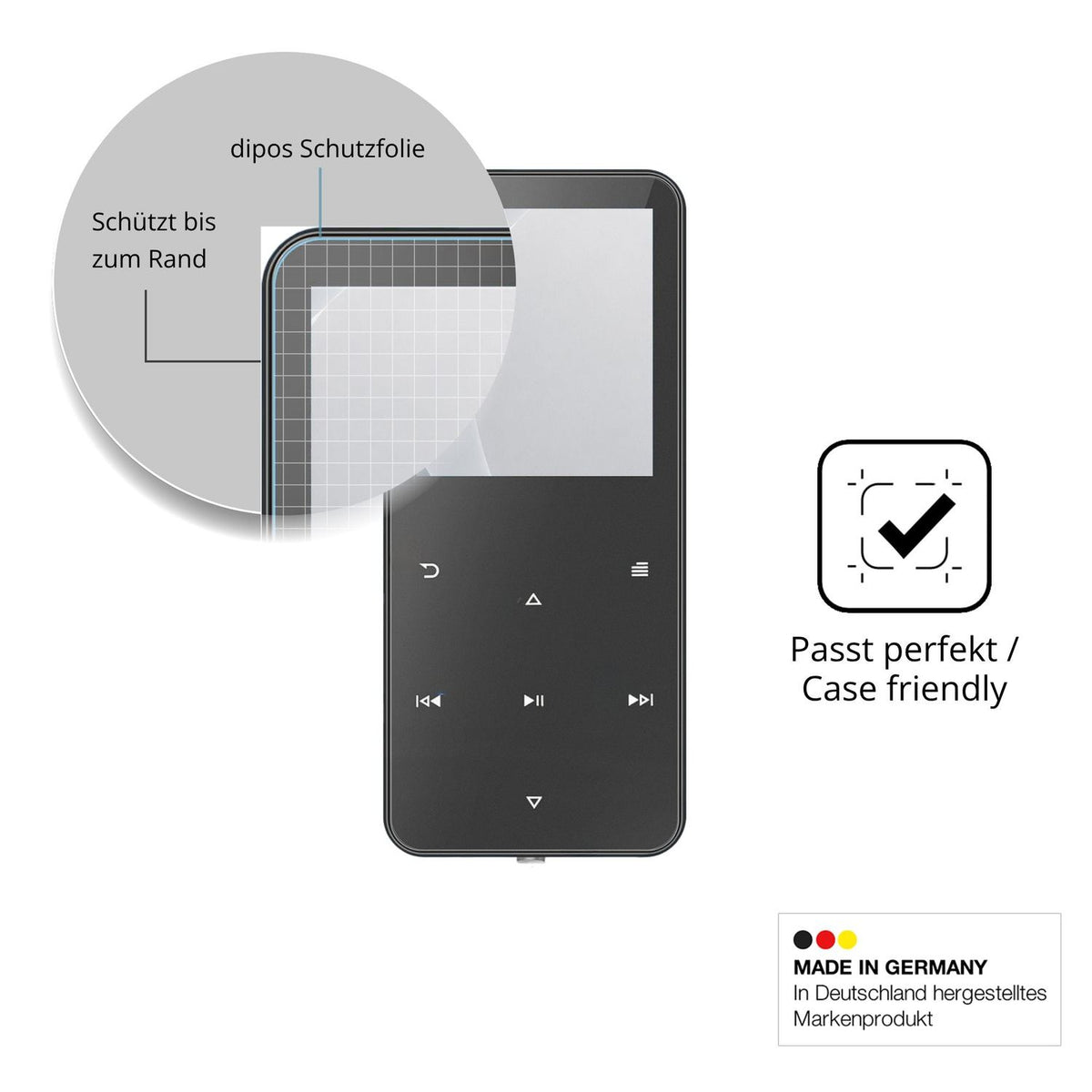 Schutzglasfolie mit optimaler Passform, zur Verwendung mit Hüllen geeignet
