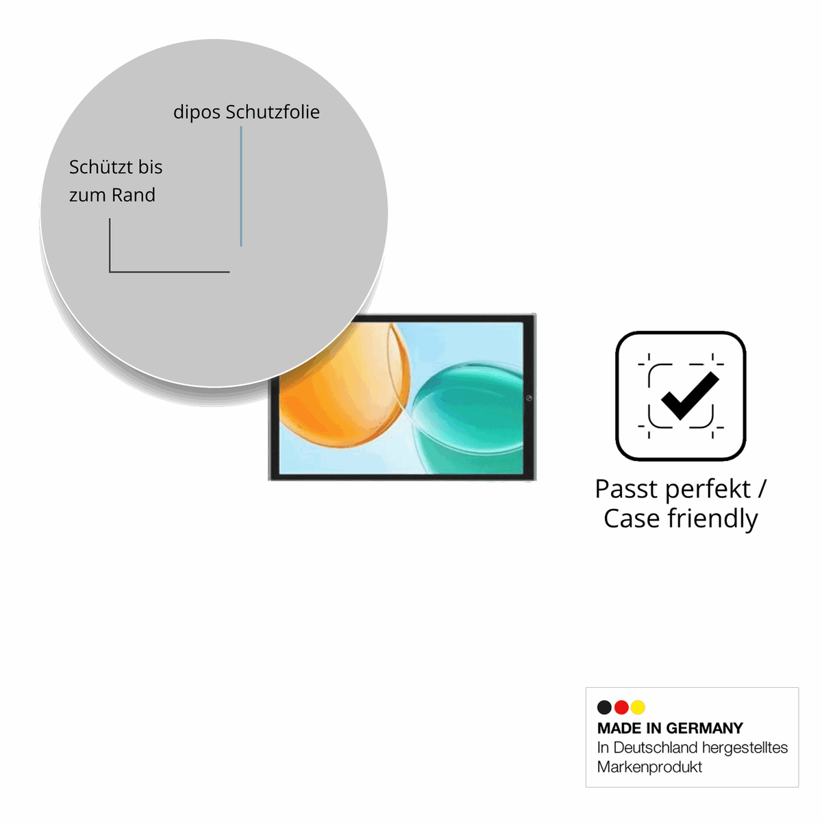 Schutzglasfolie mit optimaler Passform, zur Verwendung mit Hüllen geeignet
