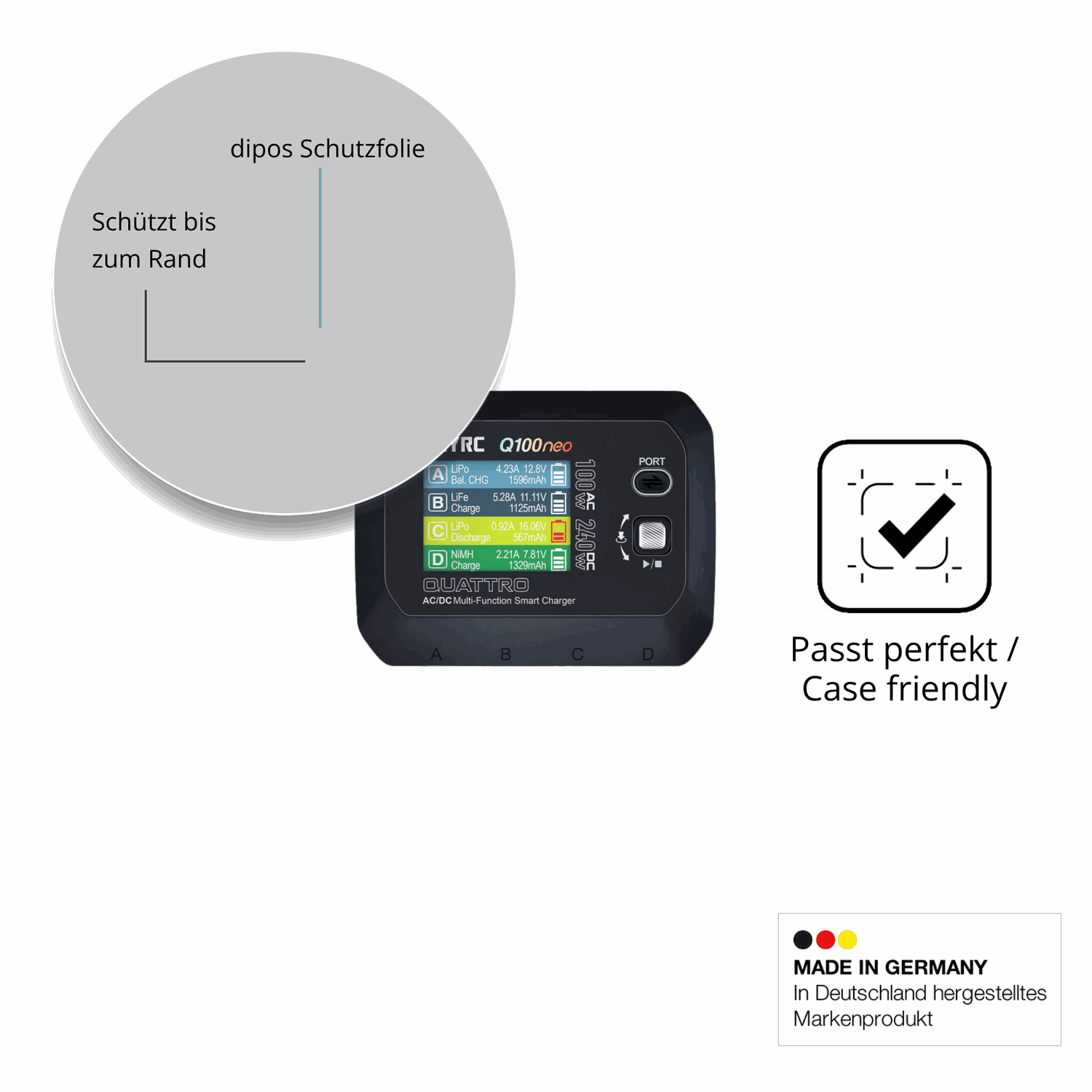 Schutzglasfolie mit optimaler Passform, zur Verwendung mit Hüllen geeignet