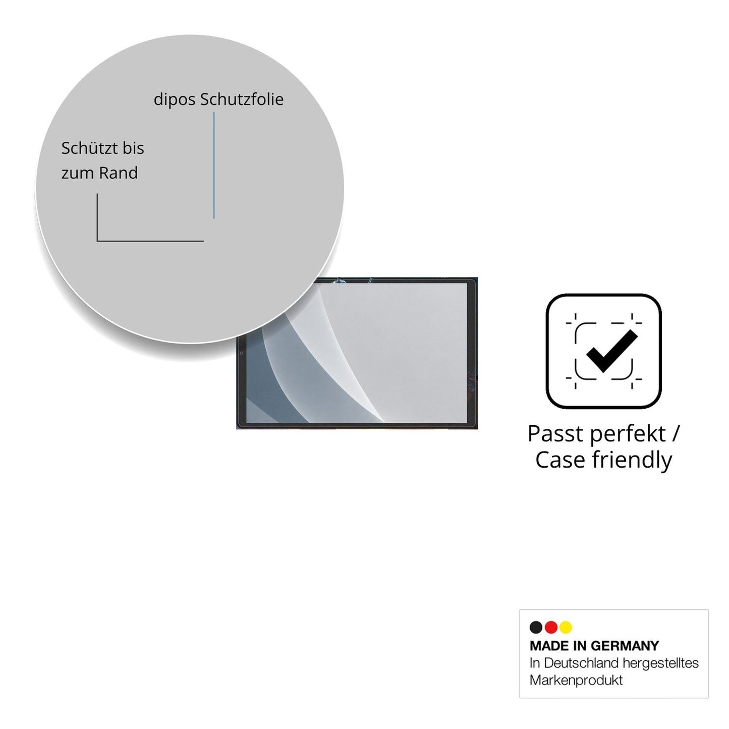 Schutzglasfolie mit optimaler Passform, zur Verwendung mit Hüllen geeignet